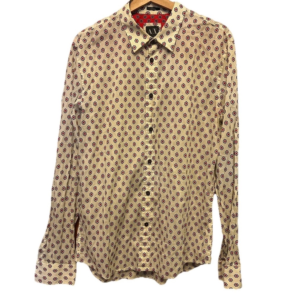 Armani Exchange A|X Men L Slim Fit Diamond Pattern AOP Print Button Up Shirt